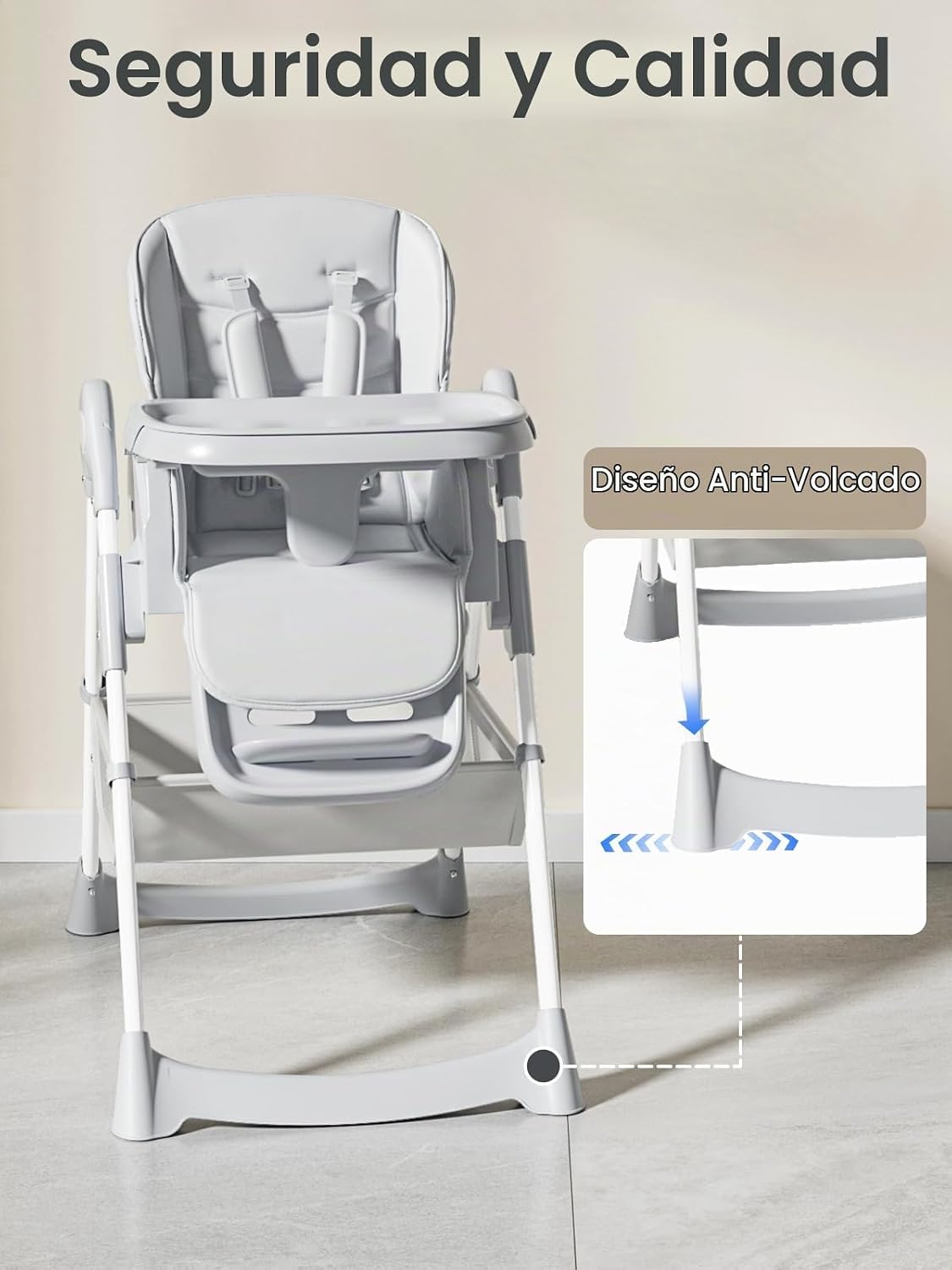 Meetaglow Silla alta para bebé, silla alta plegable convertible par...
