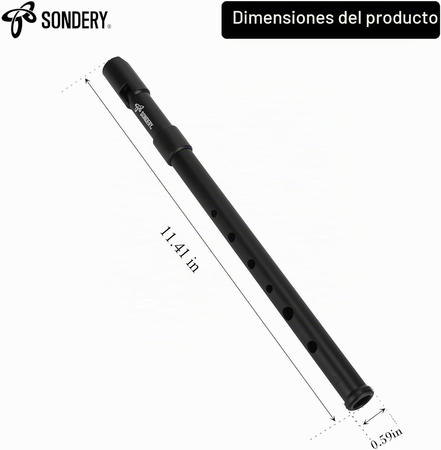 Sondery Silbato irlandés de lata de material ABS negro D con un ton...