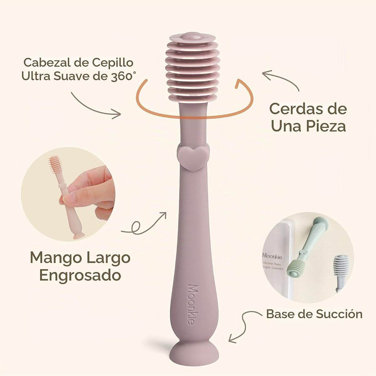 Moonkie Limpiador de lengua para bebé, cepillo de dientes para niño...