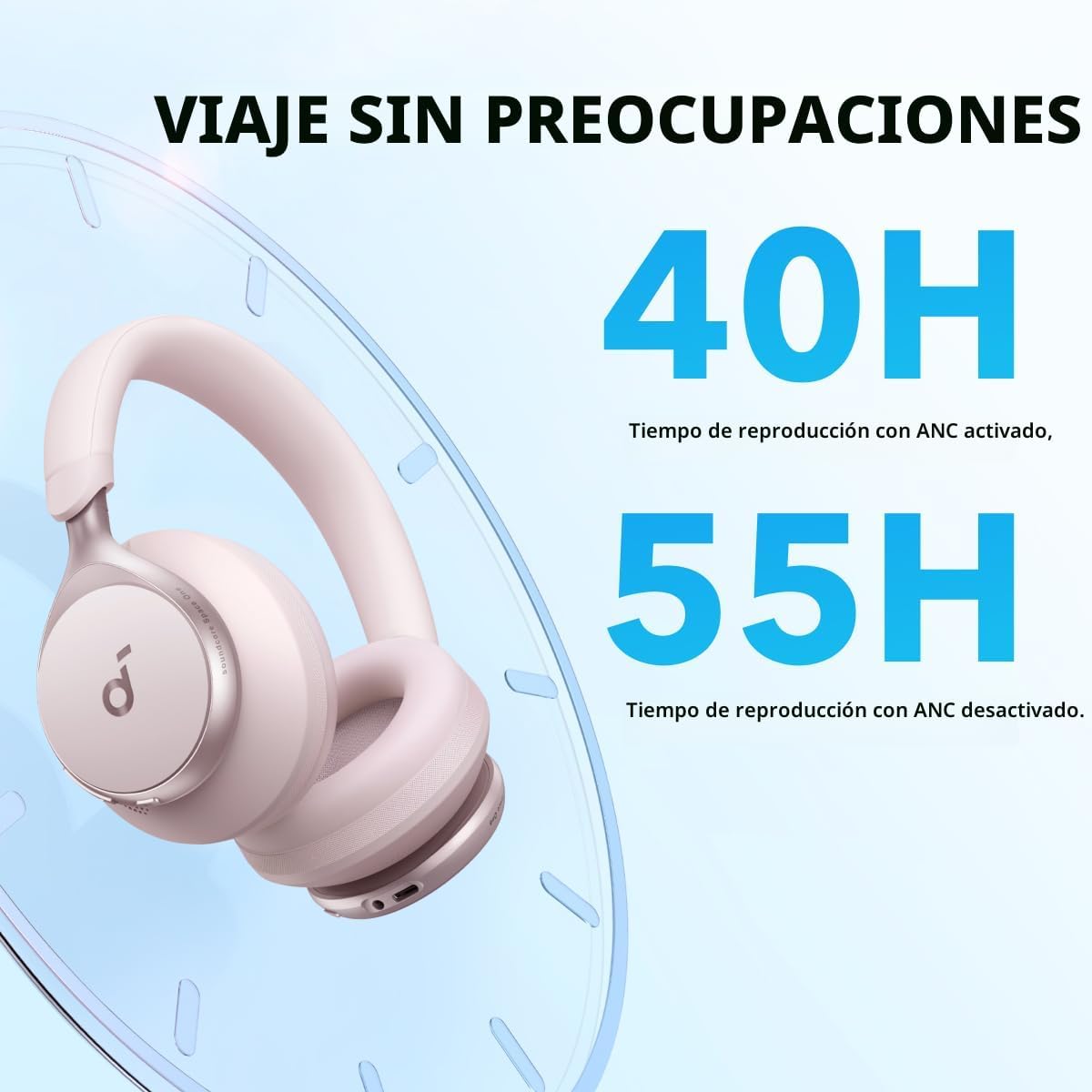 Soundcore de Anker, Space One, Auriculares con cancelación activa d...