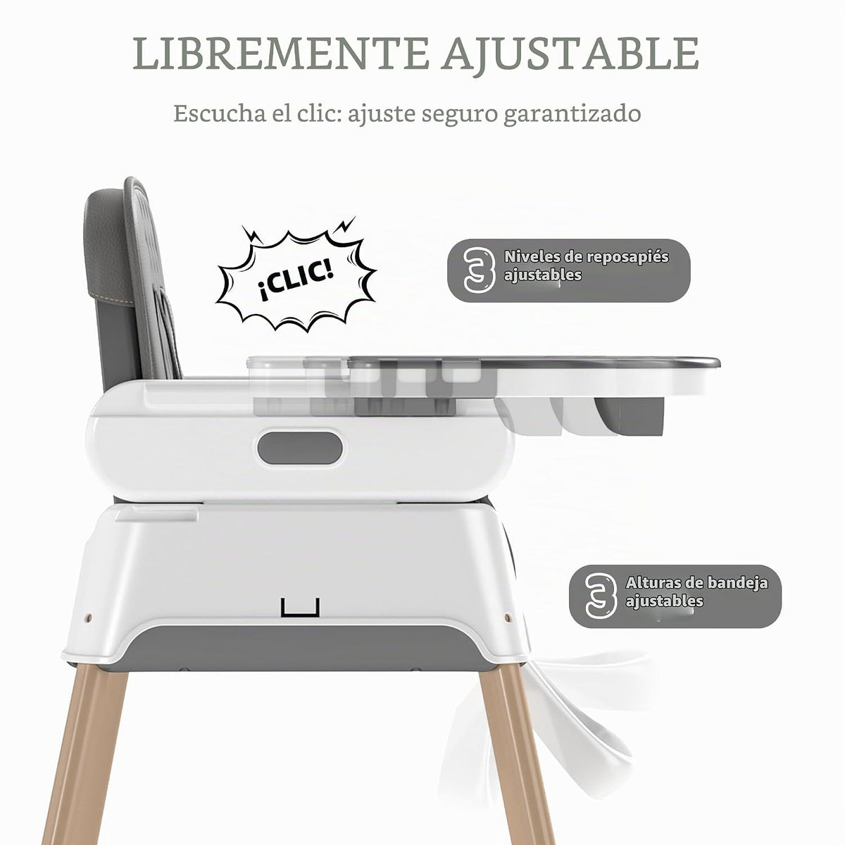 Silla alta 4 en 1 para bebés y niños pequeños, asiento elevador con...