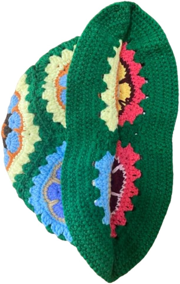 HCBLWY Sombrero de pescador de ganchillo hecho a mano, plegable, go...