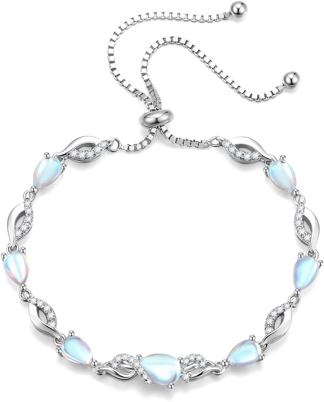 FANCIME Pulsera de piedra natal para mujer Pulsera de tenis ajustab...