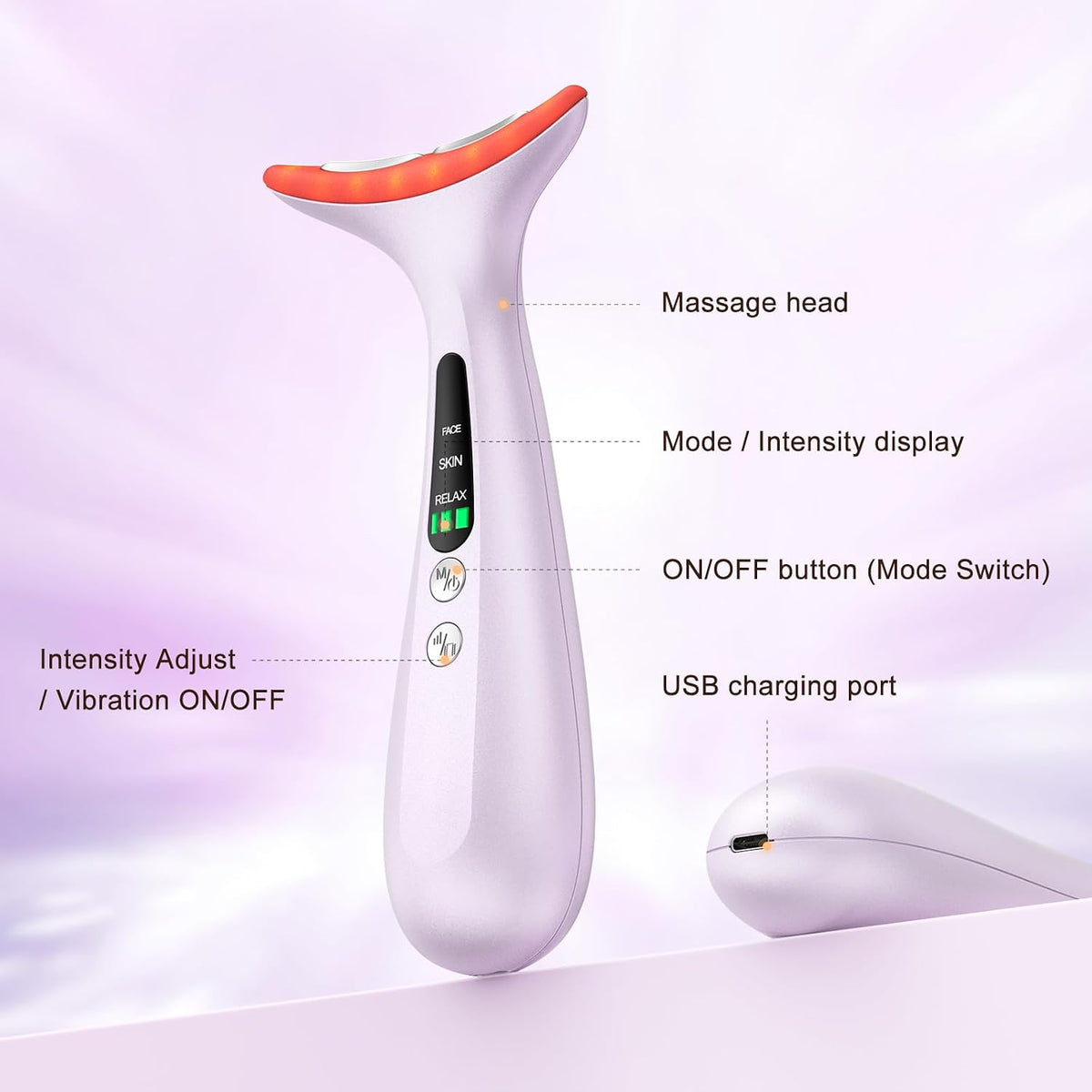 RNAIX Masajeador facial térmico para cuello con vibración, terapia...