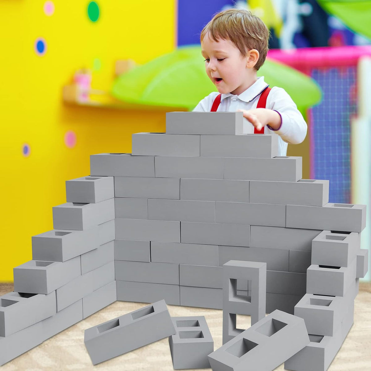 Deekin Bloques de construcción de ladrillo de espuma para niños, bl...