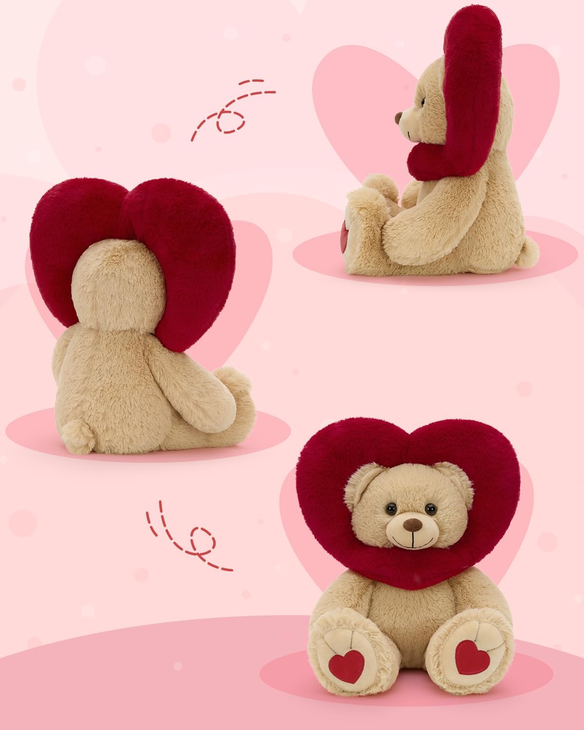 MaoGoLan Oso de peluche de San Valentín con capucha en forma de cor...