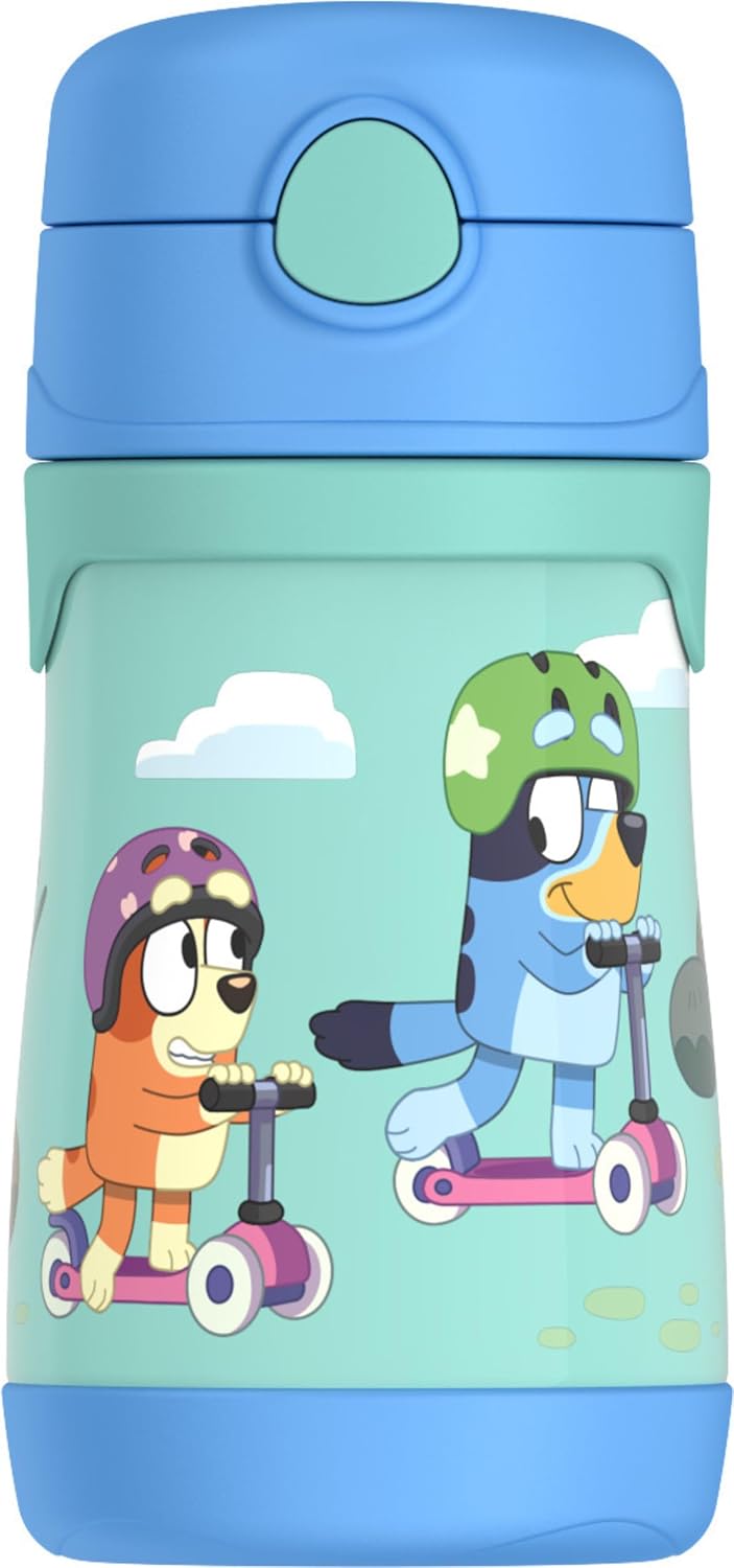 Thermos Baby, botella de acero inoxidable de 10 oz. con popote emer...