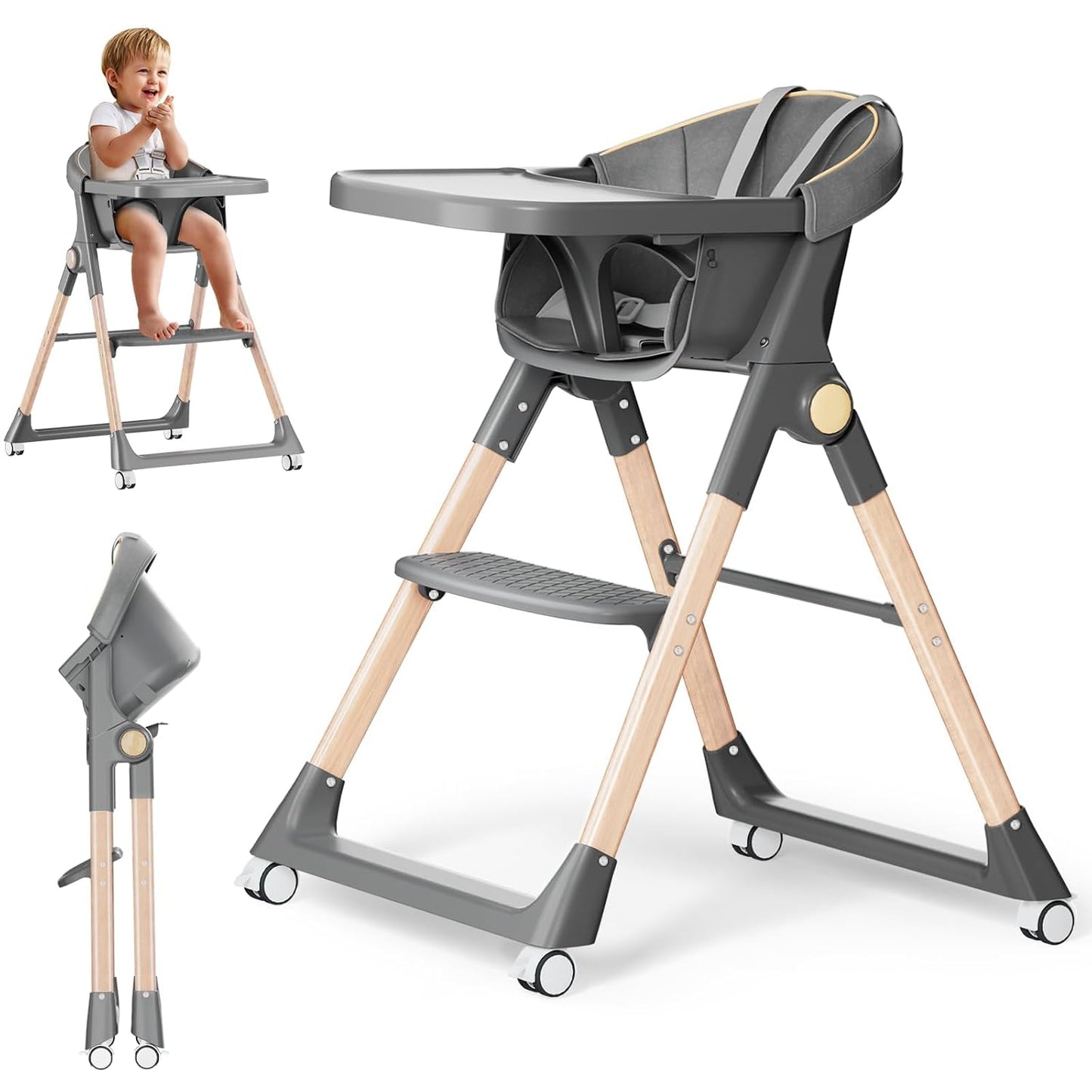 Silla Alta para Bebé, Sillas Altas para Bebés y Niños Pequeños, Sil...