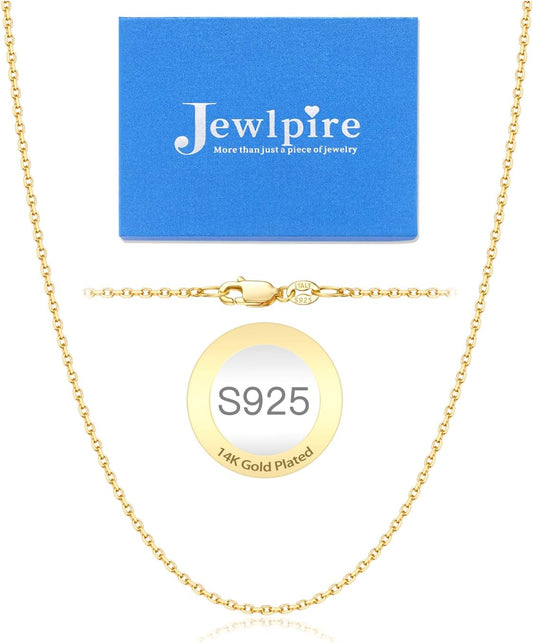 Jewlpire Collar de Cadena de Plata de Ley 925 Chapado en Oro de 14...