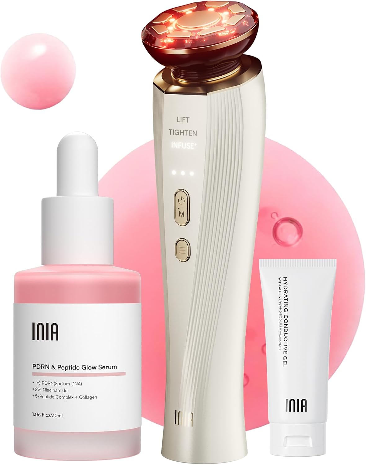 INIA FLARE - Dispositivo facial de microcorriente 3 en 1, terapia d...