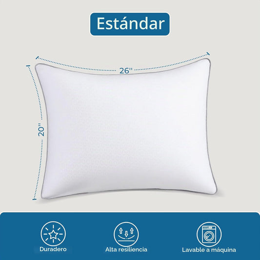 Sasttie Juego de 6 almohadas estándar firmes, almohadas de cama de...