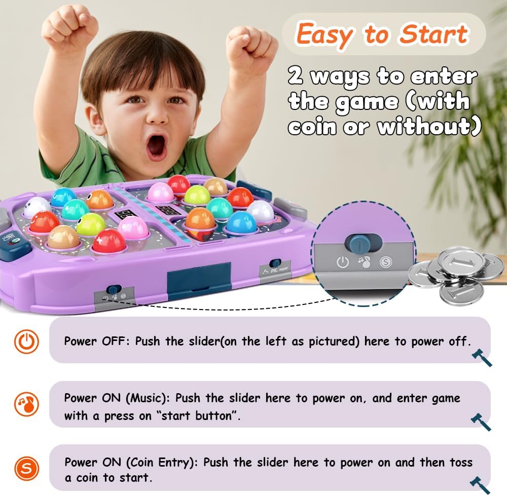 ANNKIE Whack Game Mole para niños, juguetes para niños y niñas de 3...