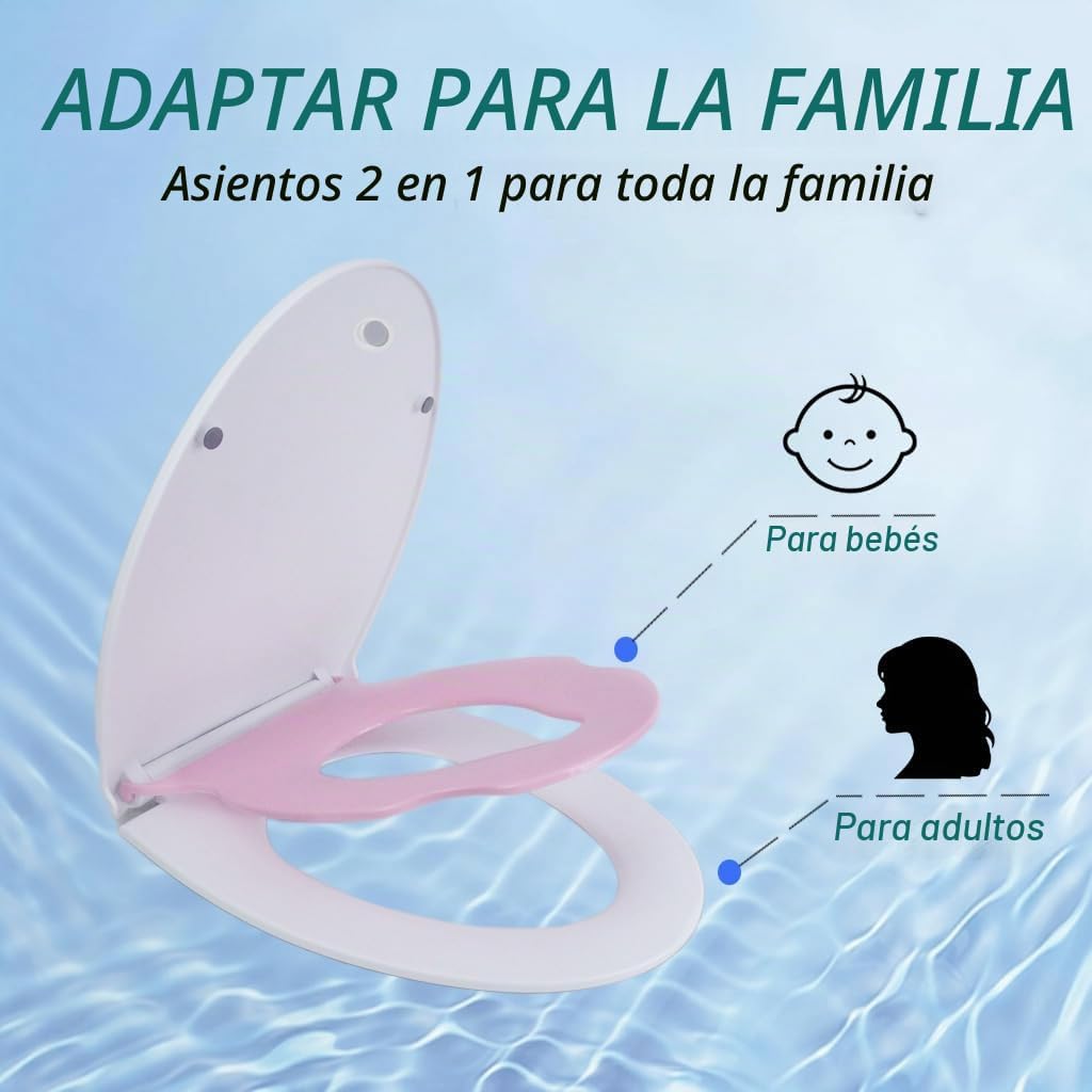 MinSha Asiento de inodoro alargado con asiento para niños, cierre s...