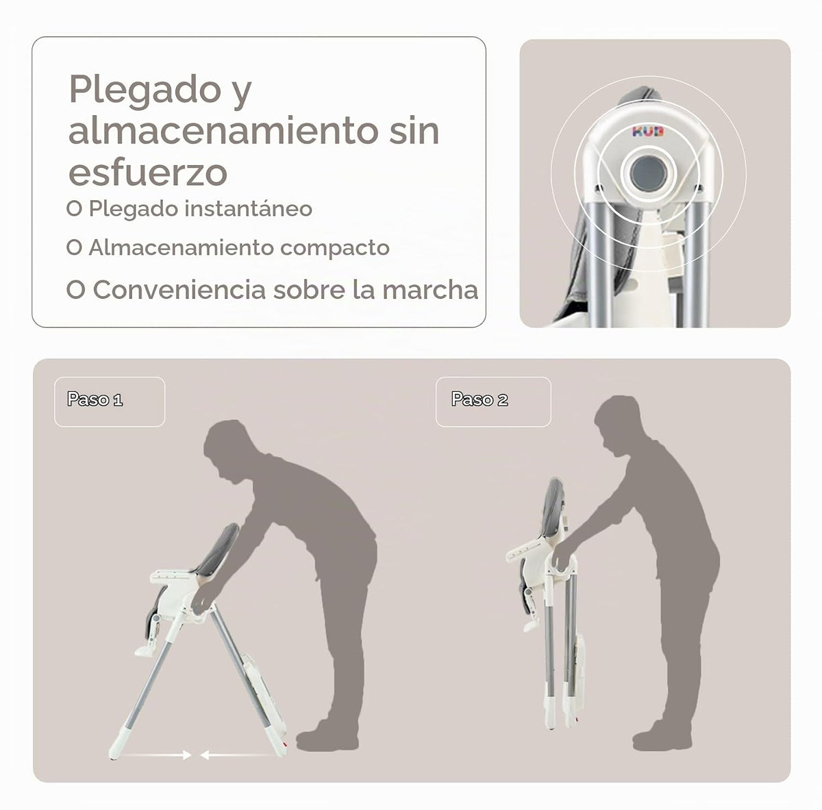 KUB Silla alta plegable 3 en 1 para bebé | Sillas altas multifuncio...