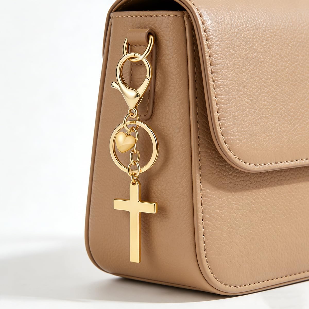 Rikhiua Llavero de cruz con corazón, regalo religioso cristiano de...