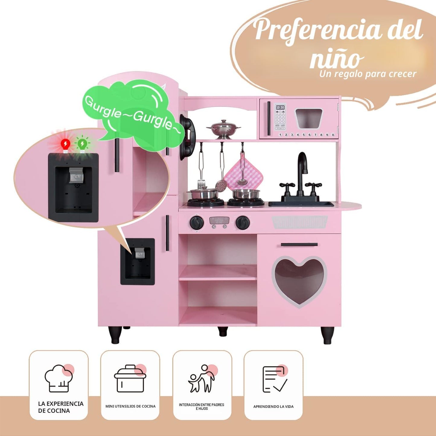 TaoHFE Cocina de Juguete, Juego de Cocina Rosa para Niñas, Juego de...