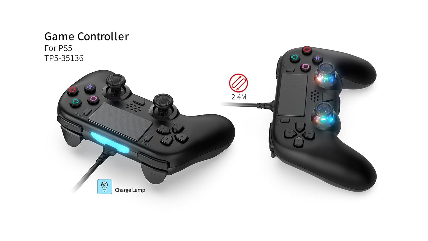 Controlador con cable GAMFAMI compatible con PS5\/PS5 Pro\/PS5 Slim...