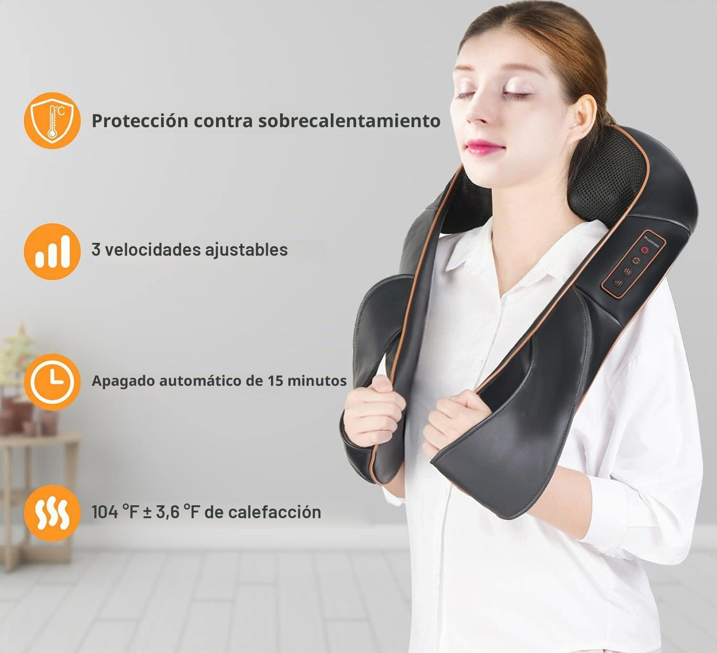TRIDUCNA Masajeador de cuello y espalda con calor, tejido profundo...
