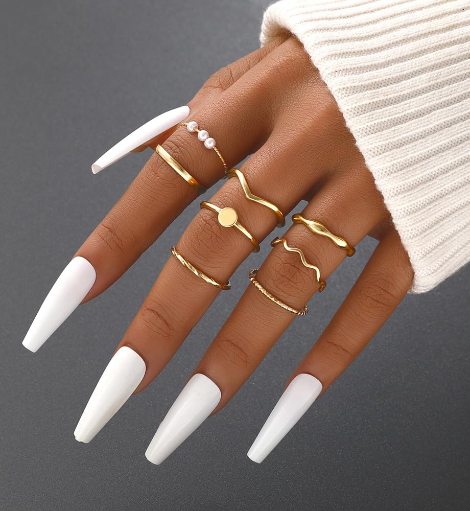iF YOU Juego de 25 anillos dorados de nudillos para mujer, anillos...