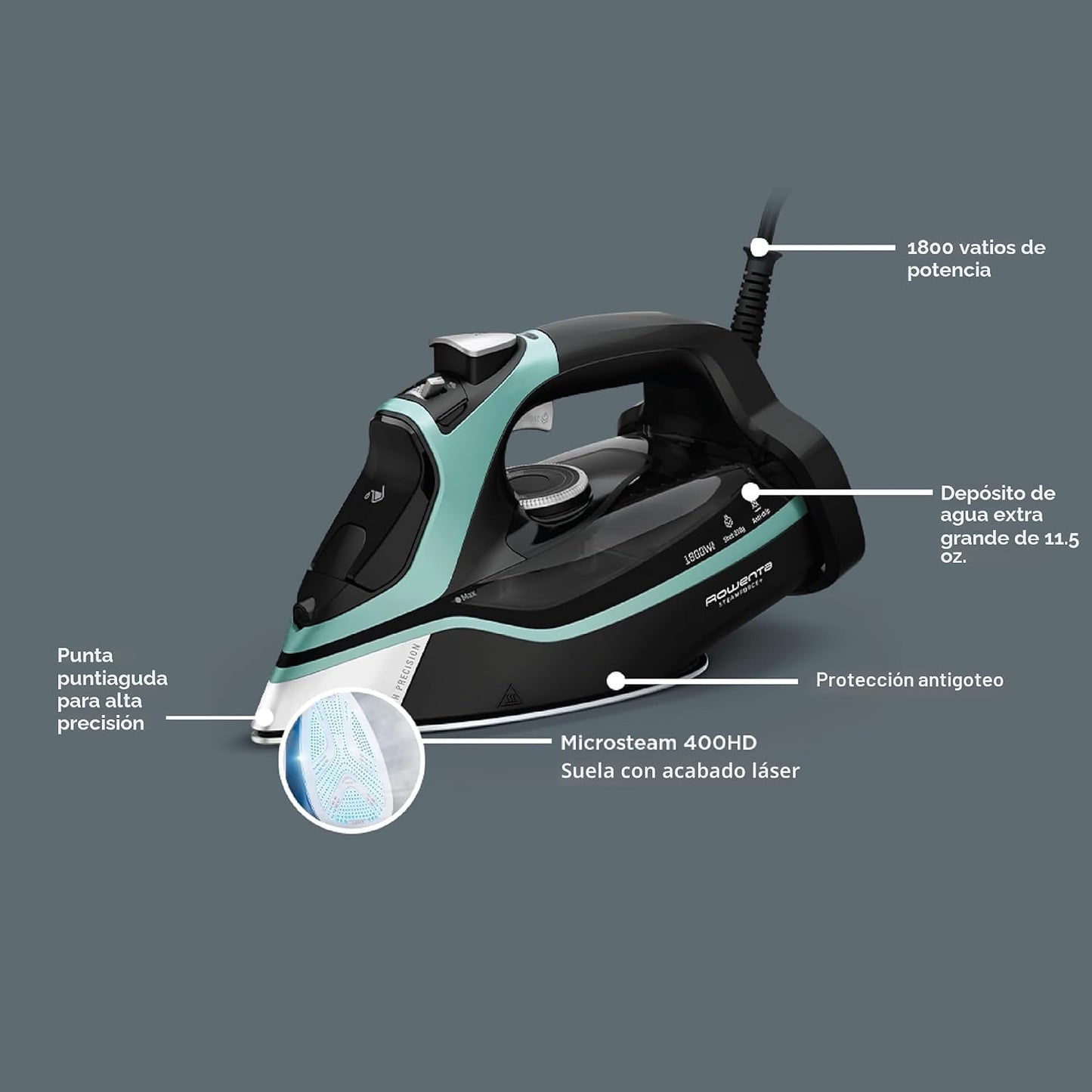 Rowenta Steam Force Plancha de vapor con placa de acero inoxidable...