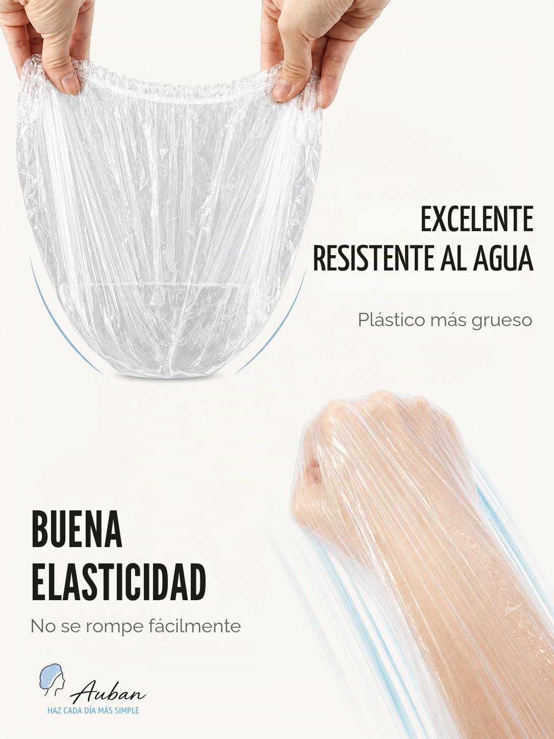 Auban 100 gorros de ducha desechables de embalaje independiente, go...