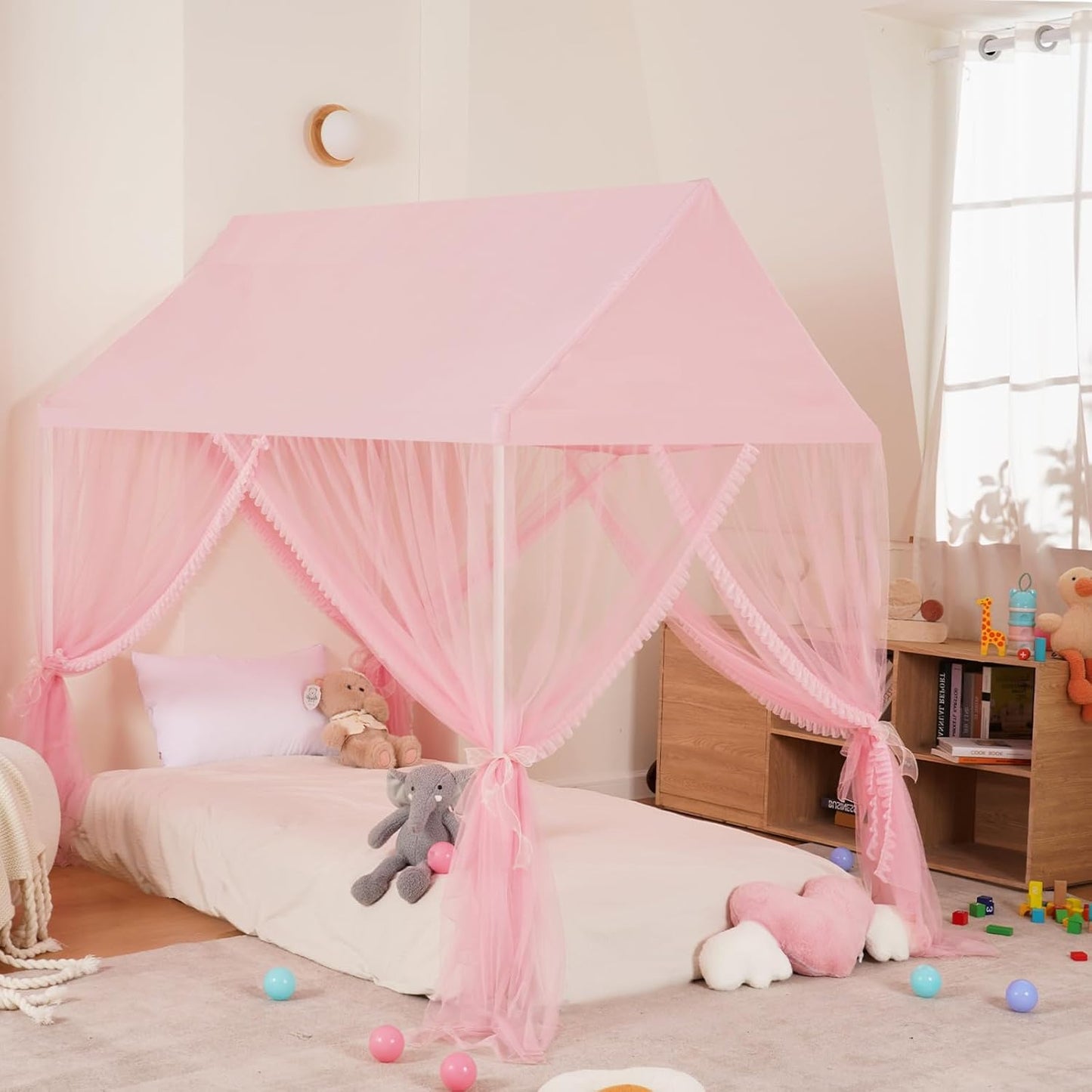 ZRVTM Dosel de Cama de Princesa para Niñas - Dosel Rosa Castillo de...