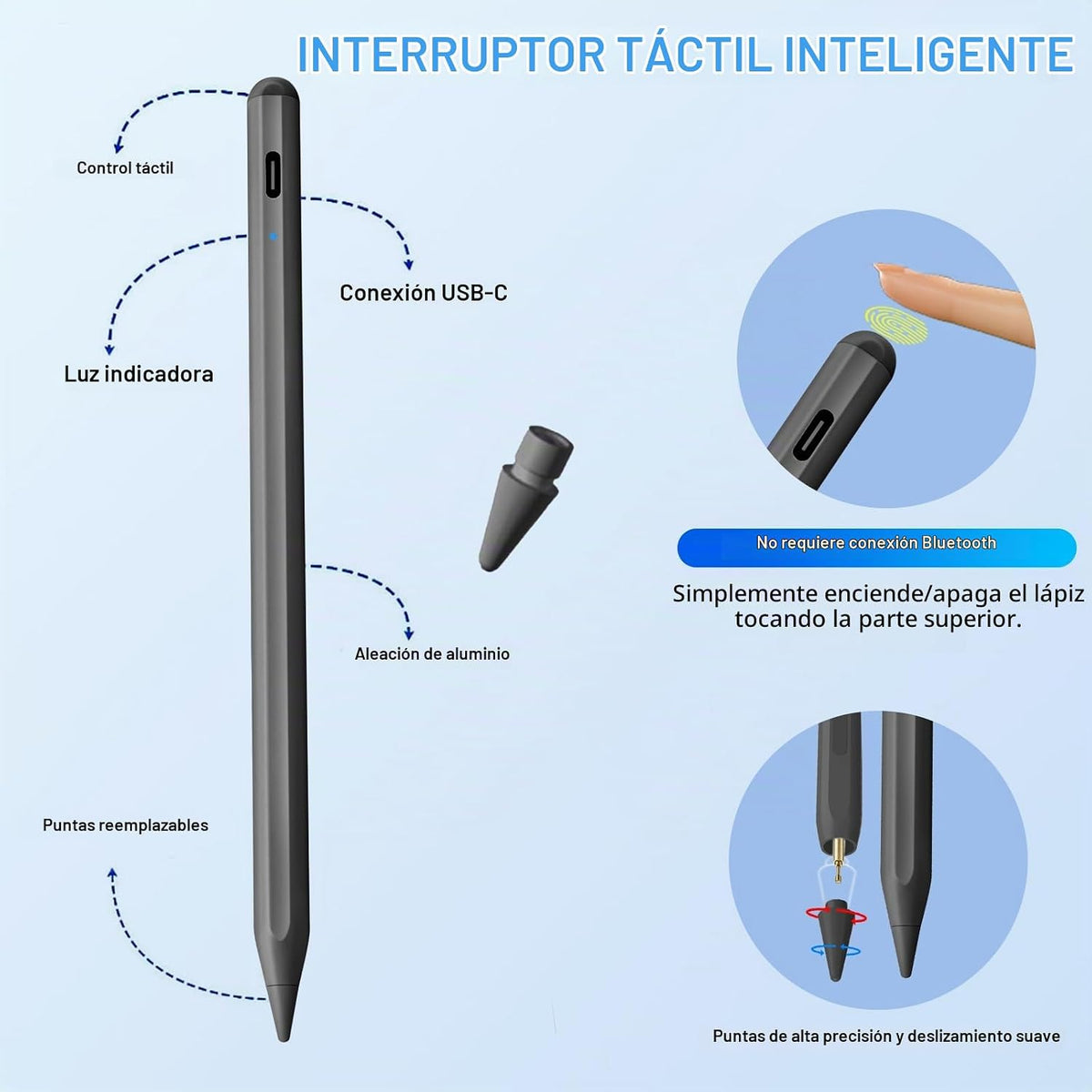 Paquete de 2 lápices capacitivos para iPad Apple: carga rápida para...