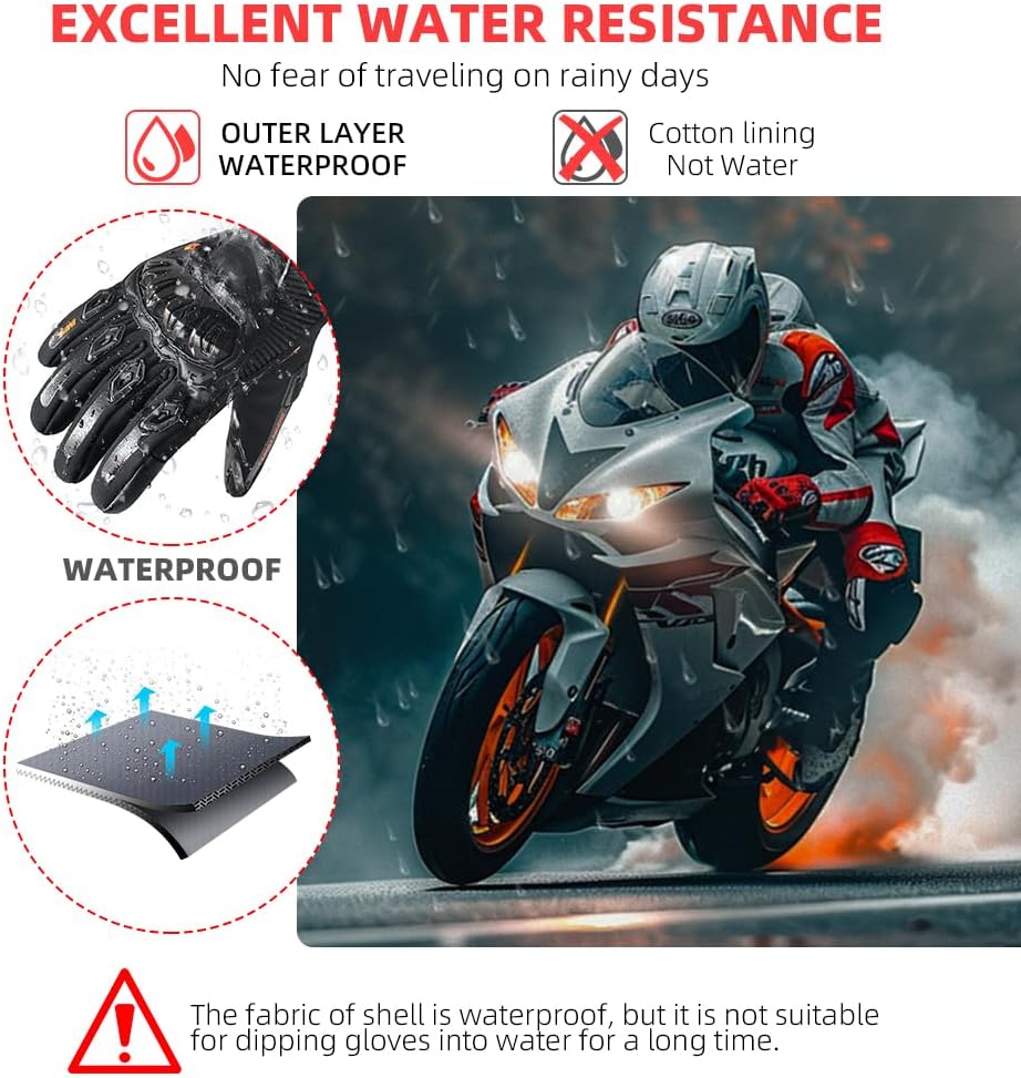 mjmoto Guantes de motocicleta a prueba de viento, impermeables, gua...