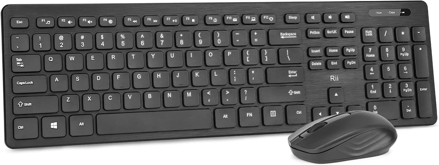 Combo de teclado y mouse inalámbricos: teclado estándar Rii para PC...