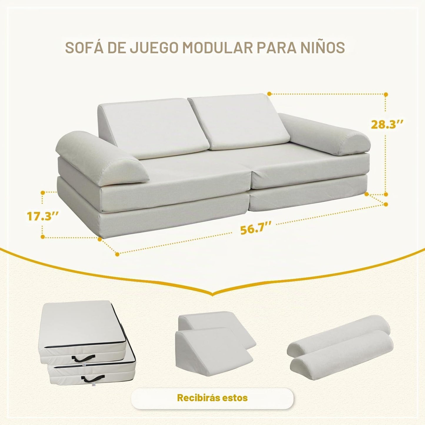 Jela Sofá para Niños, Sofá Modular para Niños Resistente al Agua pa...