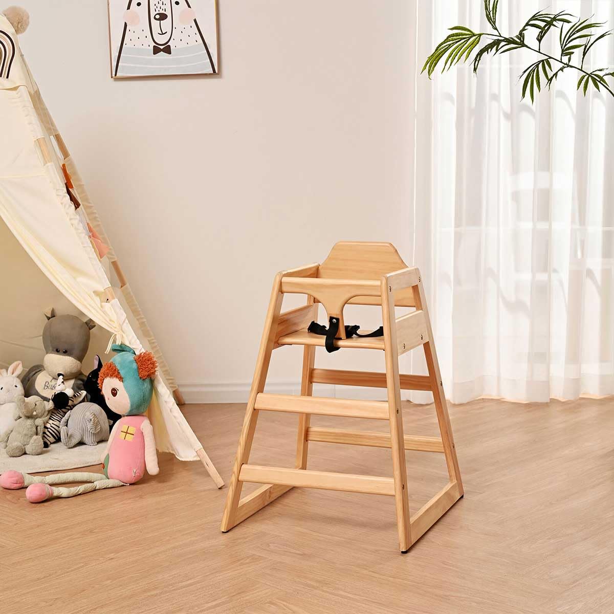 LZMS Trona de madera para bebés y niños pequeños, agradable al tact...