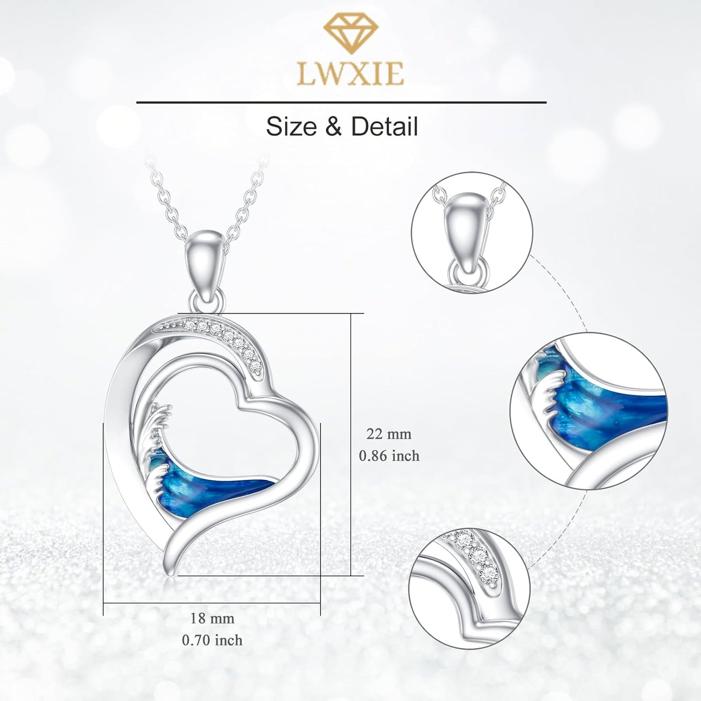 LWXIE Collar de playa de diamantes de plata de ley 925 con dije de...