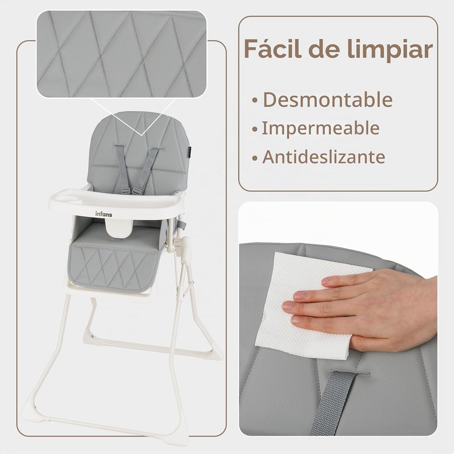 INFANS Silla alta para bebé, silla alta portátil plegable rápida pa...