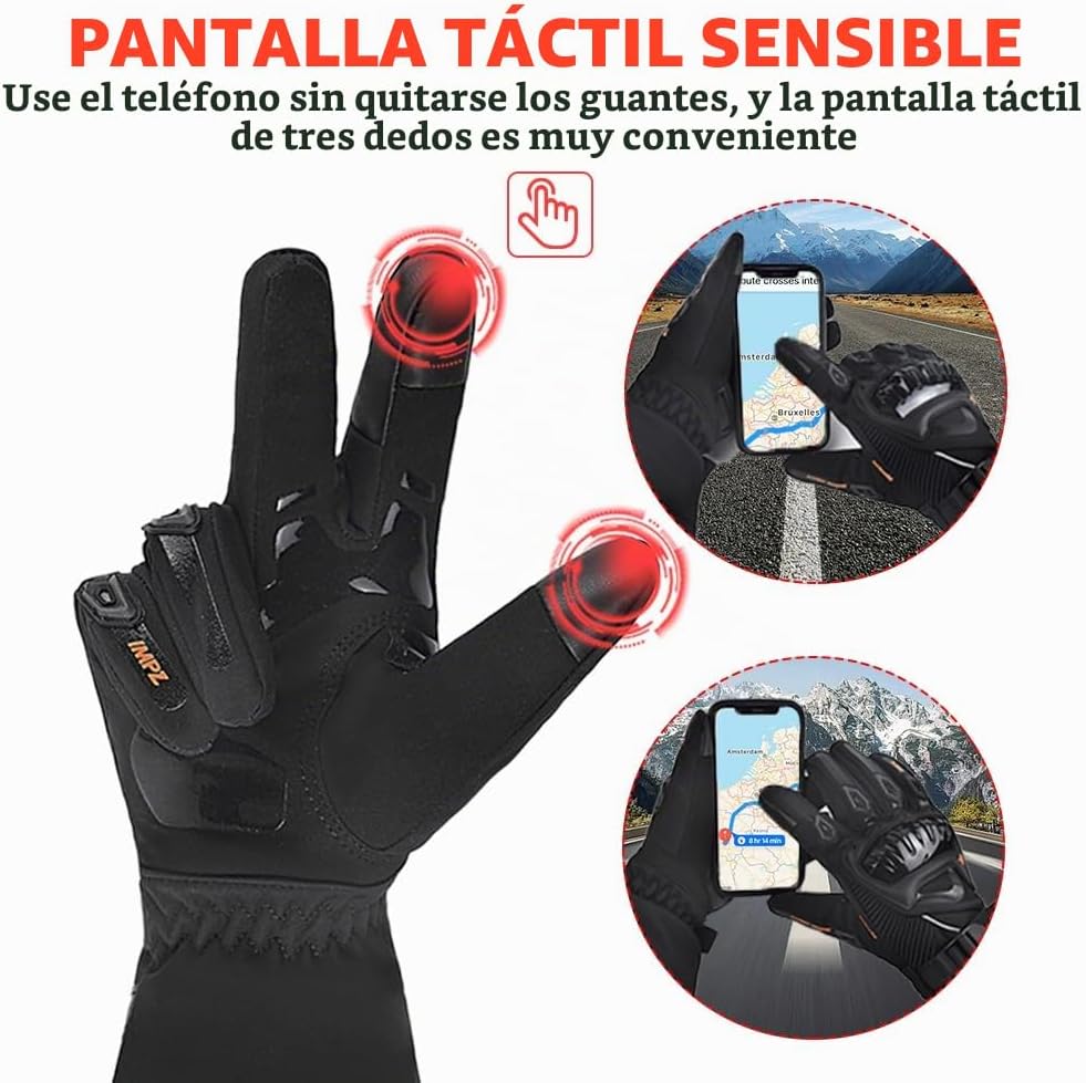 mjmoto Guantes de motocicleta a prueba de viento, impermeables, gua...