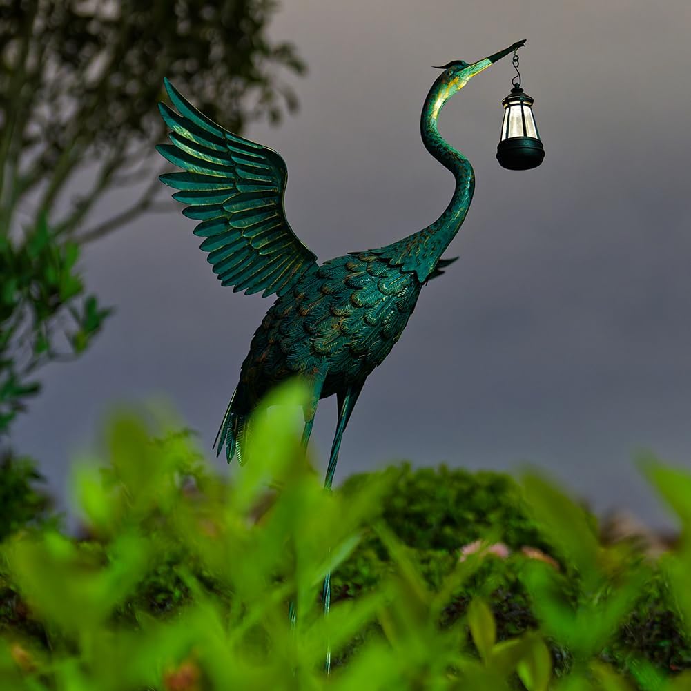 DREAMSOUL Heron Garden - Estatuas de pájaro de grúa de 40.5 pulgada...