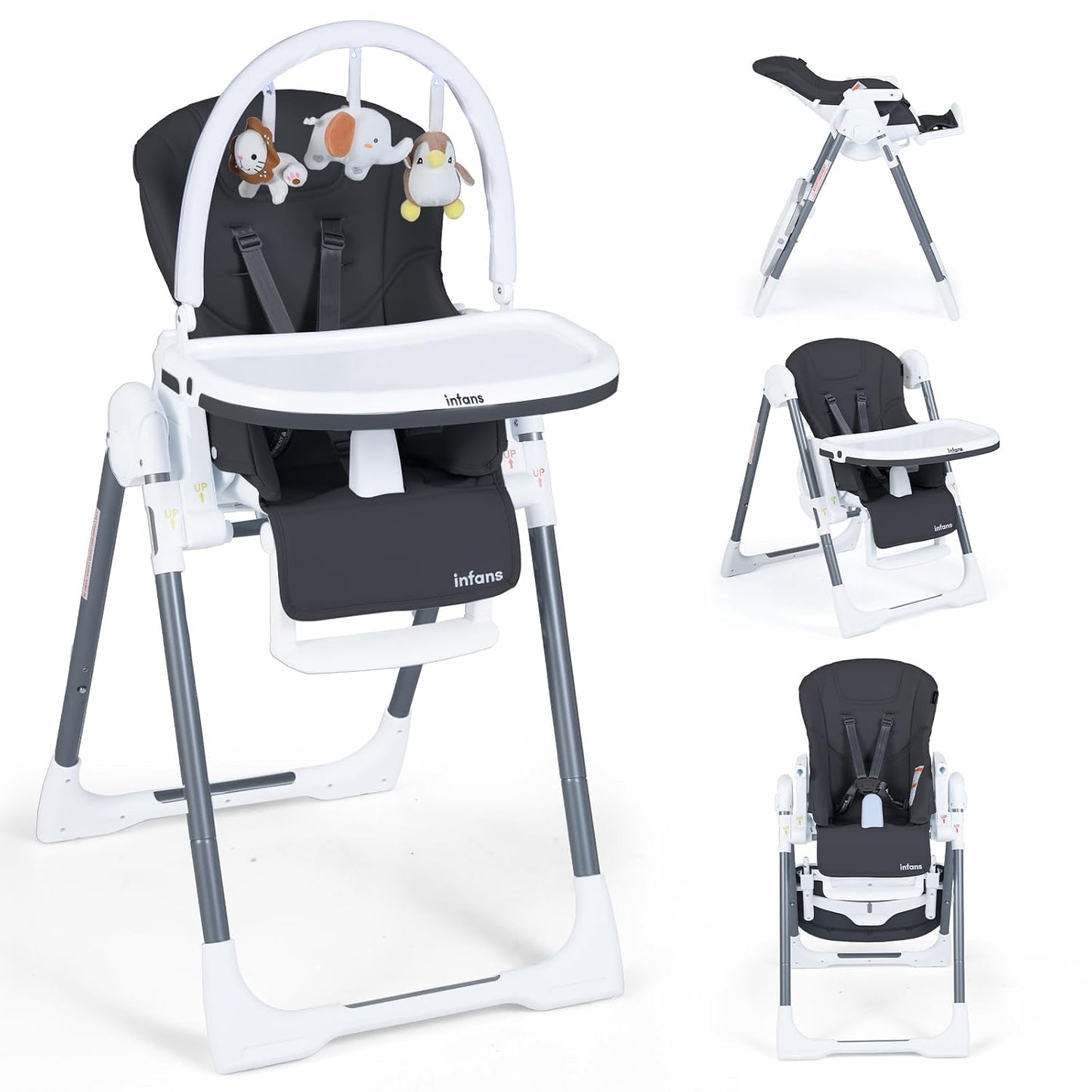 INFANS Silla alta para bebés y niños pequeños, silla alta plegable...
