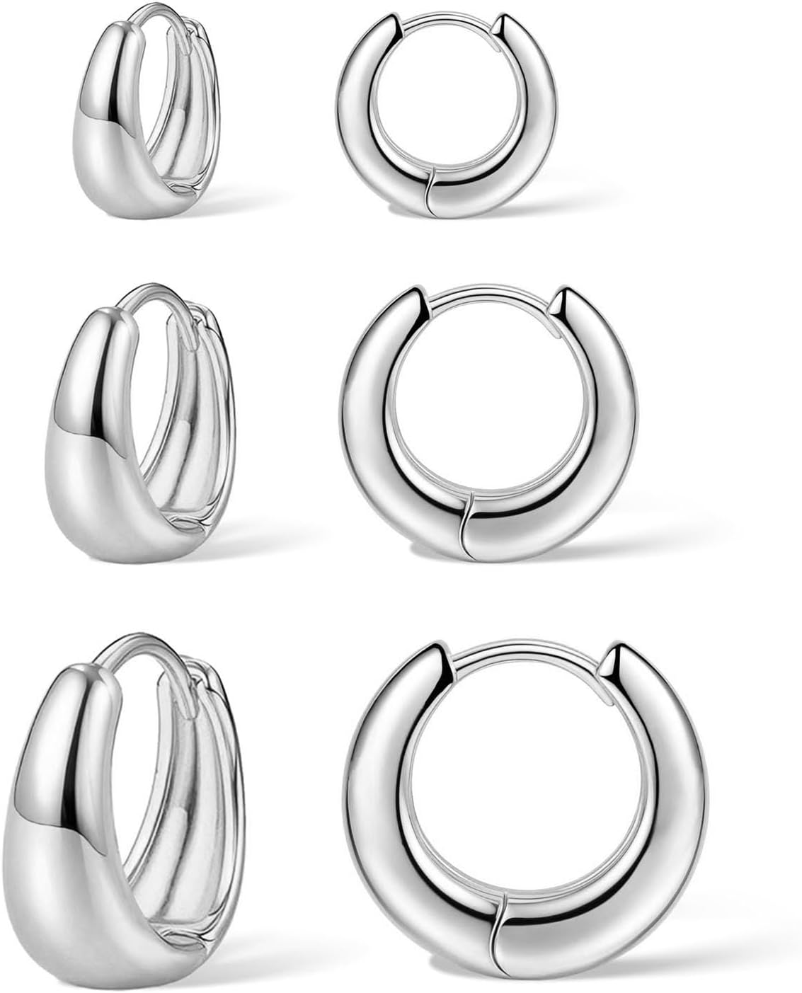 Juego de 3 pares de aretes de aro de oro para mujer, joyería de mod...