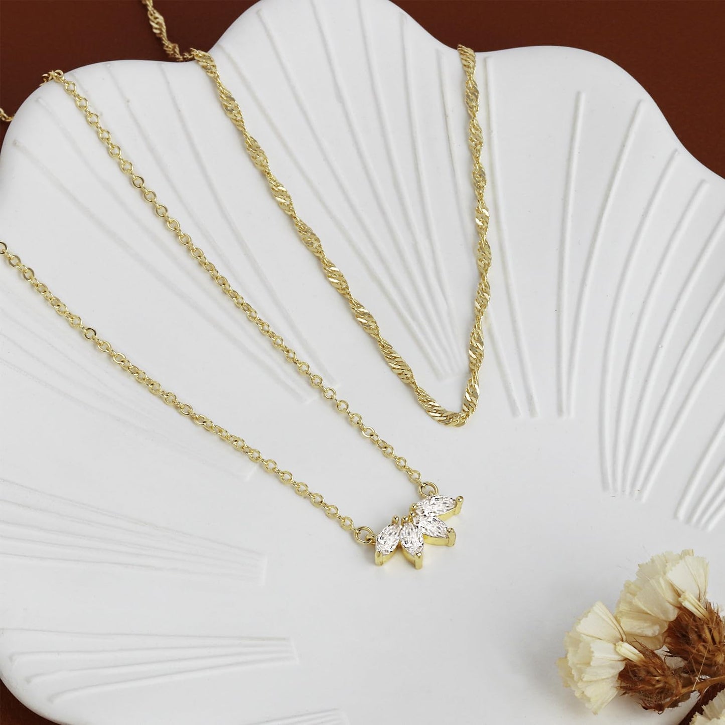 Krudan Delicados collares de oro para mujer, circonita cúbica chapa...