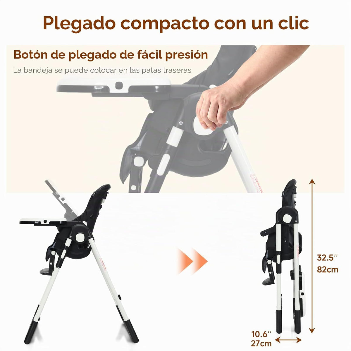 INFANS Silla alta para bebés y niños pequeños, silla alta plegable...