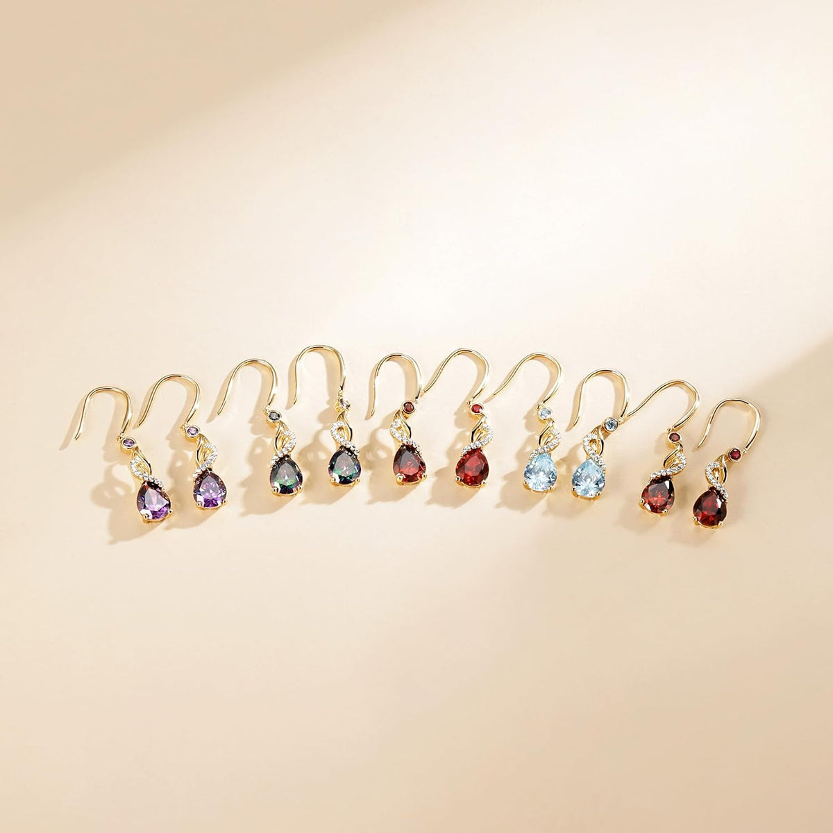 FANCIME Pendientes colgantes con piedra natal de pera para mujer de...