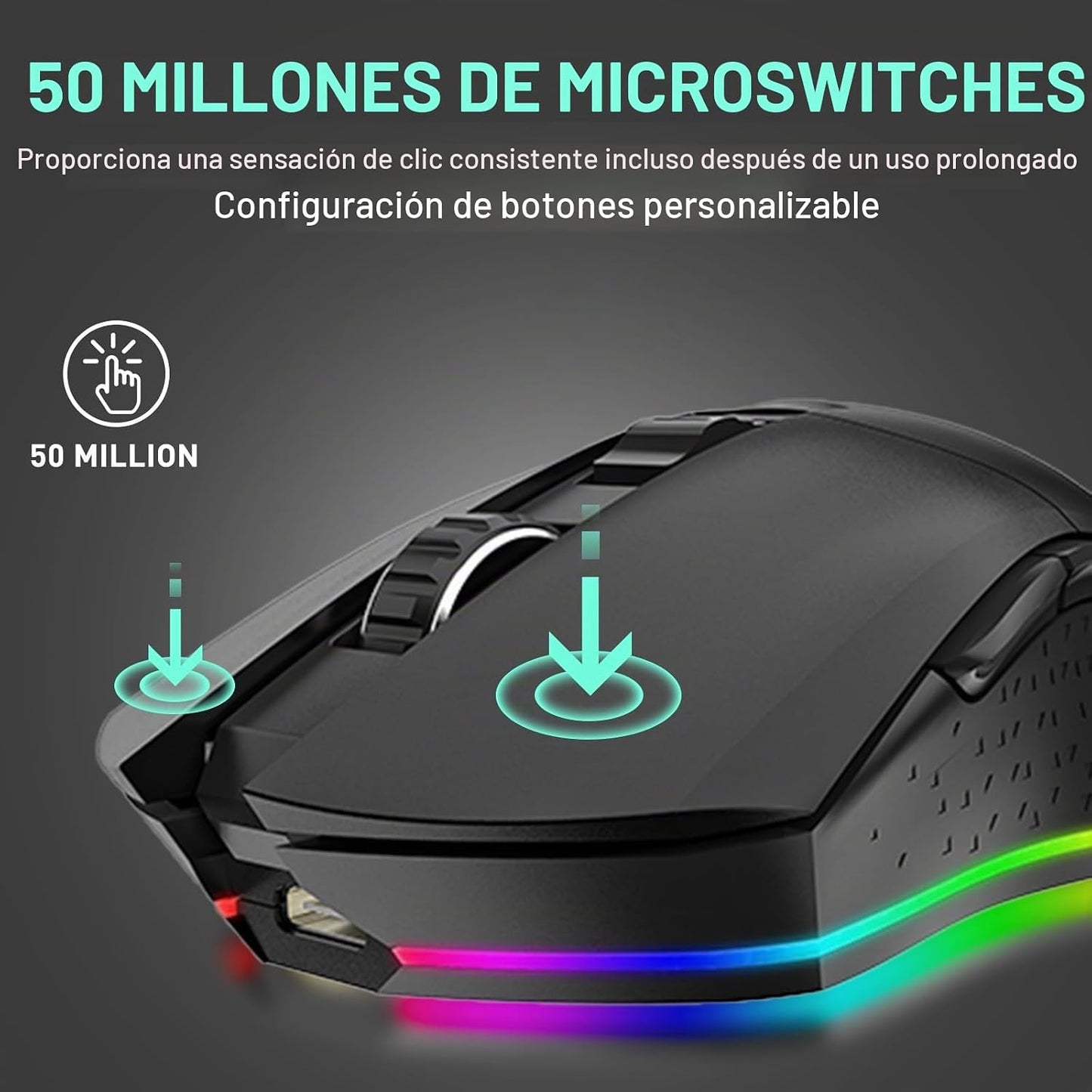 DAREU EM901X - Mouse inalámbrico para juegos con base de carga RGB...