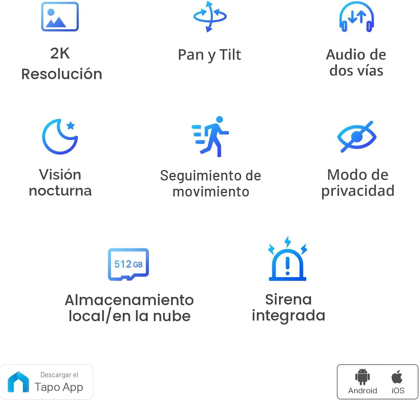 Tapo TP-Link - Cámara de seguridad 2K con giro e inclinación para m...
