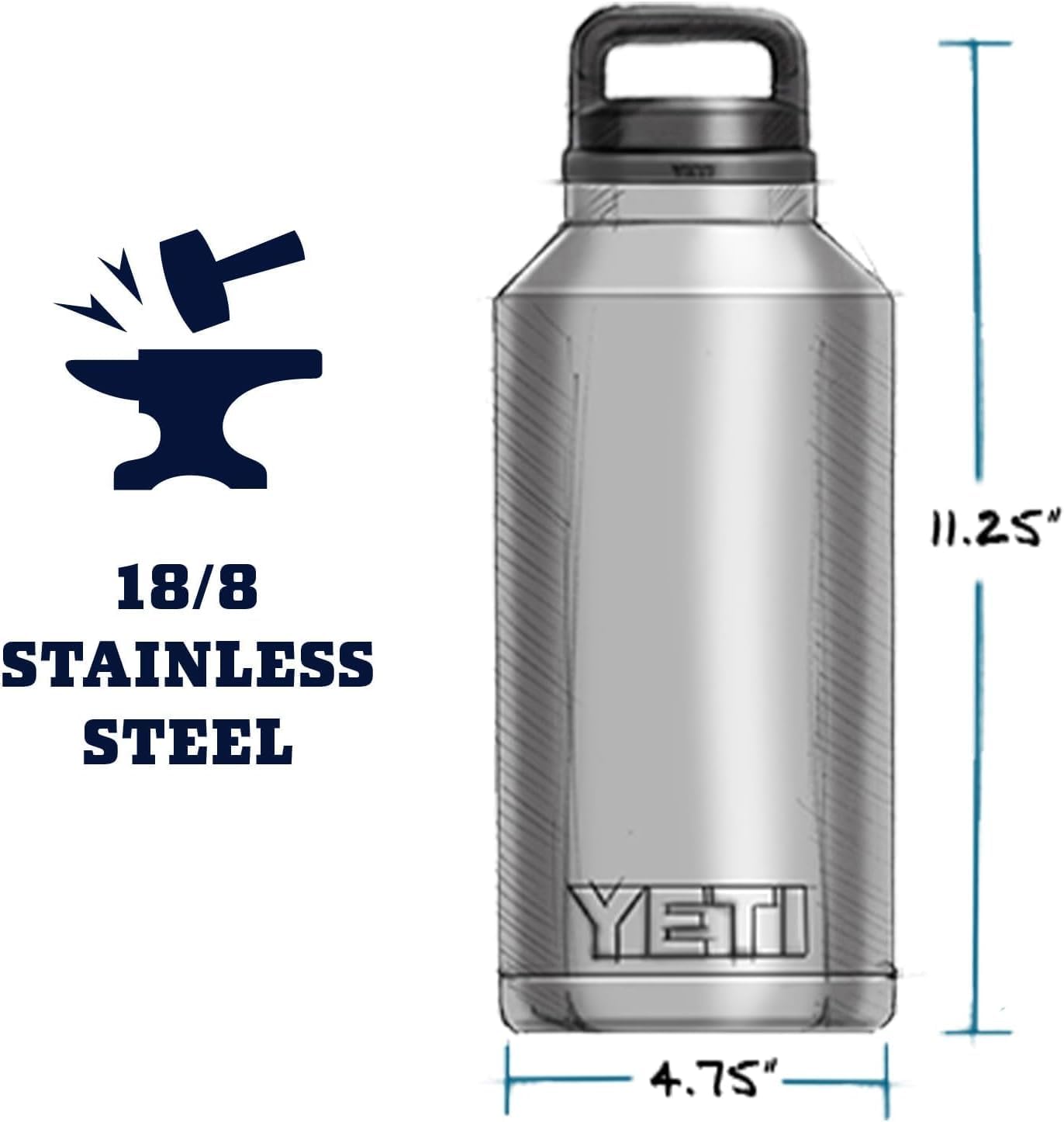 Yeti Rambler - Botella de 64 onzas, aislada al vacío, a prueba de f...