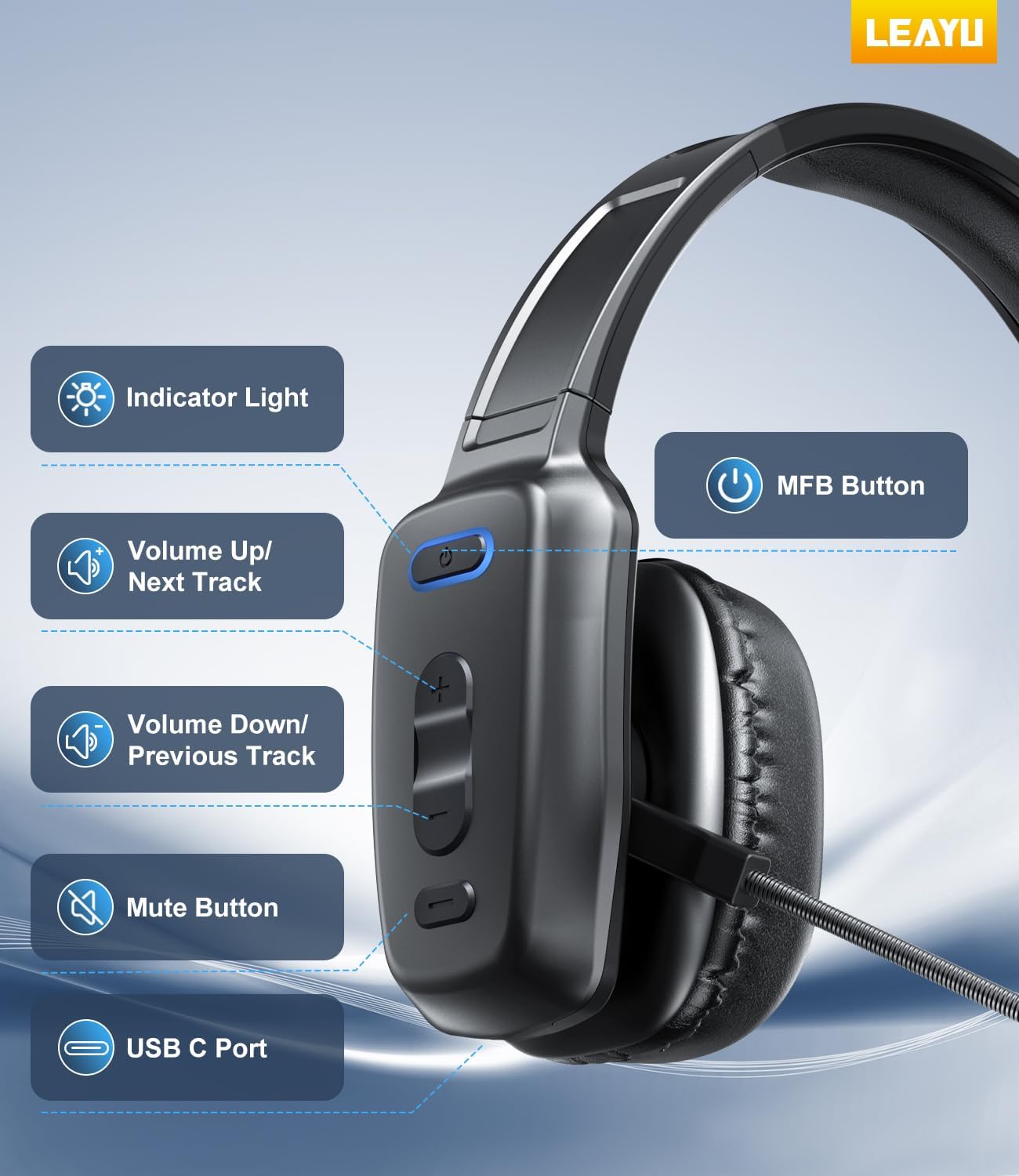 Auriculares Bluetooth Trucker, micrófono con cancelación de ruido A...