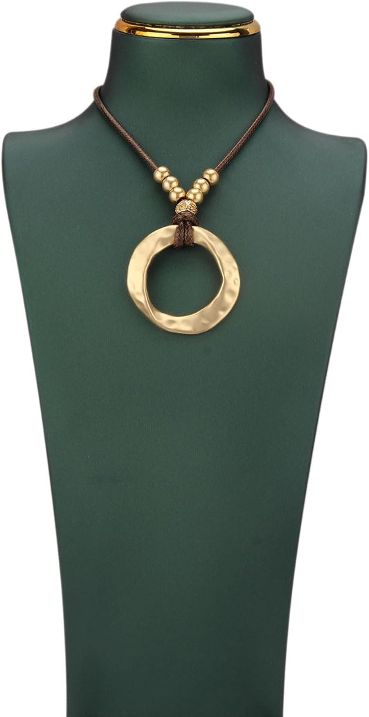JAOYU Collares bohemios para mujer, collar de cuero con colgante de...