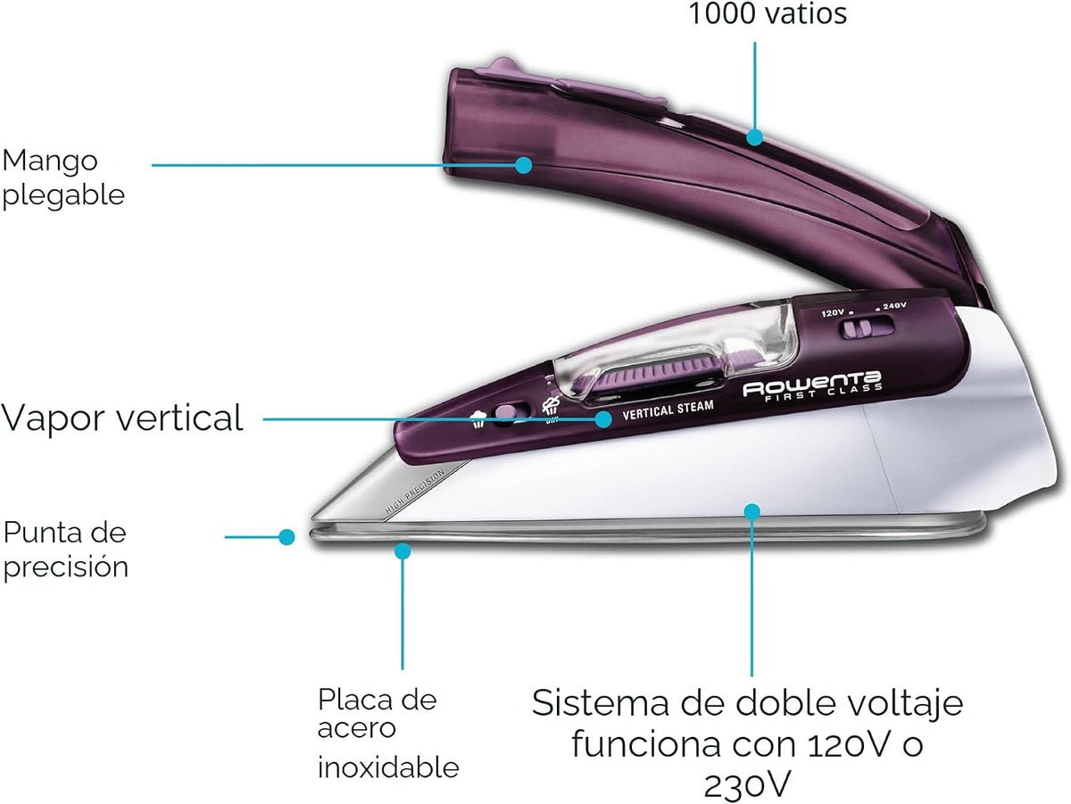 Rowenta Plancha de Viaje, Plancha Compacta de Acero Inoxidable con...
