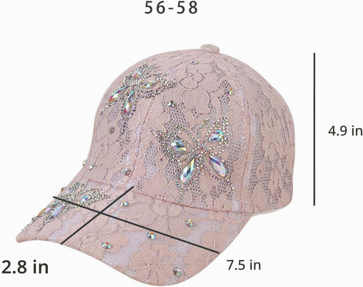 Gorra de béisbol con diamantes de imitación y lentejuelas para muje...