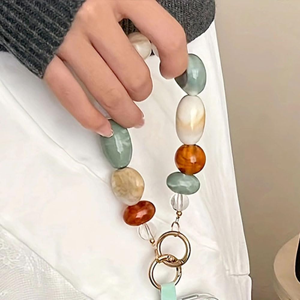 Dije con cuentas para teléfono, de colores mixtos, con piedra a cua...
