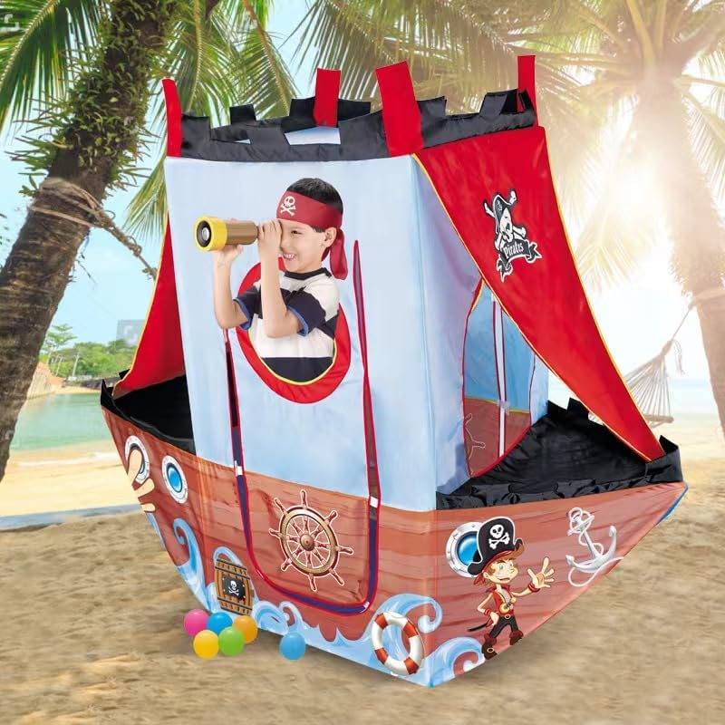 Tienda de campaña mejorada para niños, barco pirata, casa de juegos...