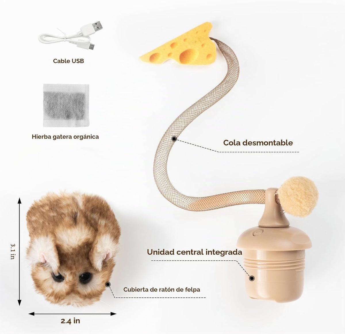 Migipaws MigiMouse - Juguete interactivo para gatos de 360° con col...